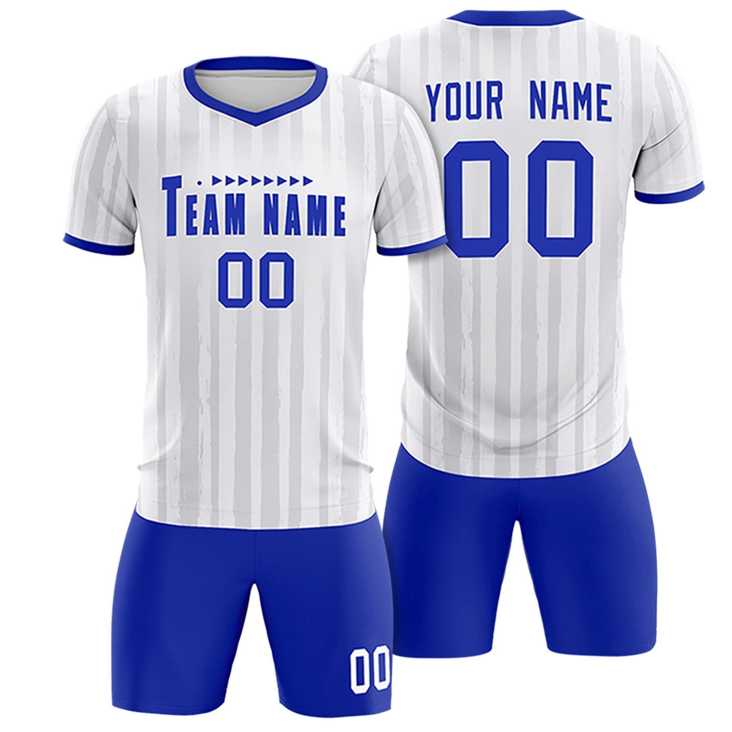 Custom White Royal Blue Breathable Soccer Sets Jersey