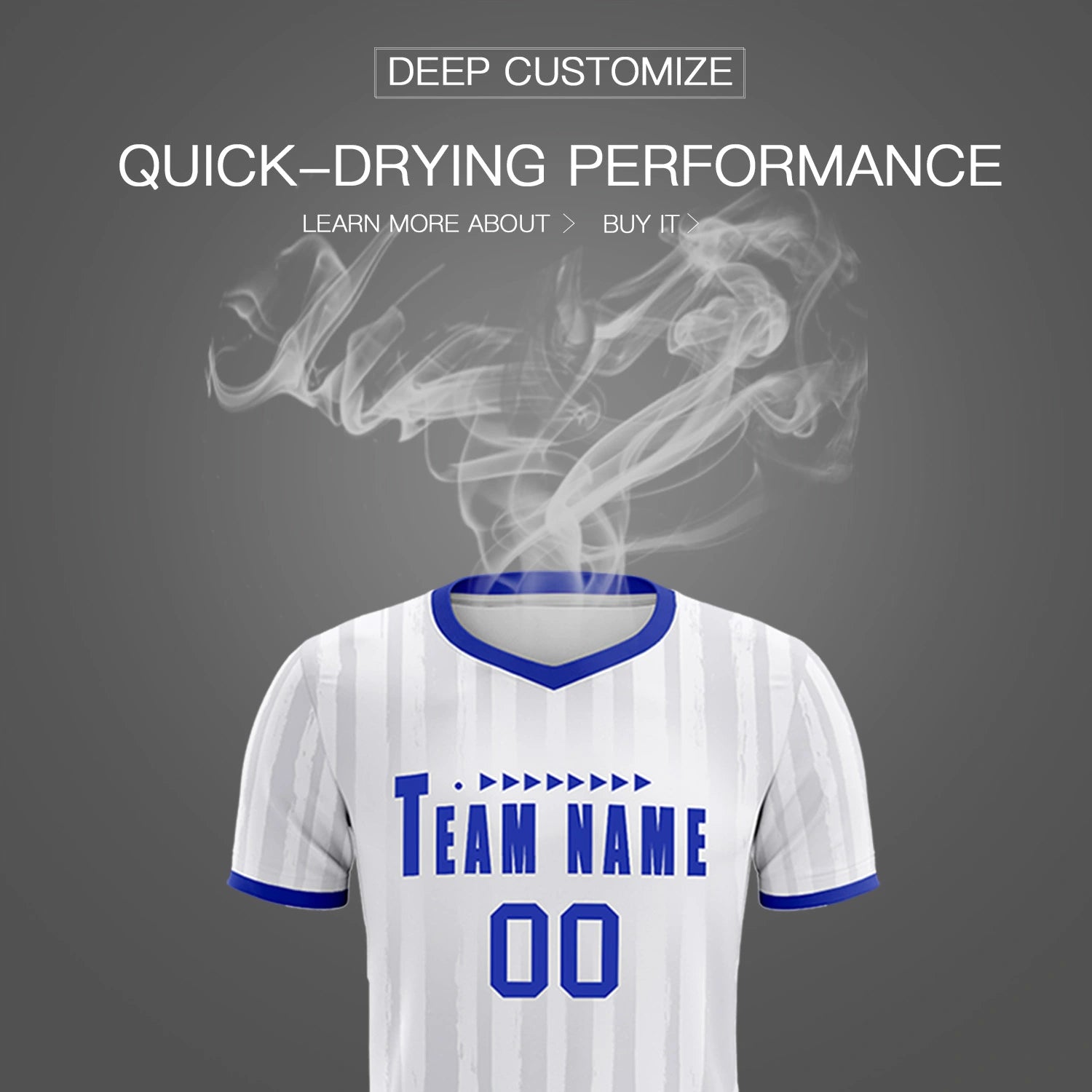 Custom White Royal Blue Breathable Soccer Sets Jersey