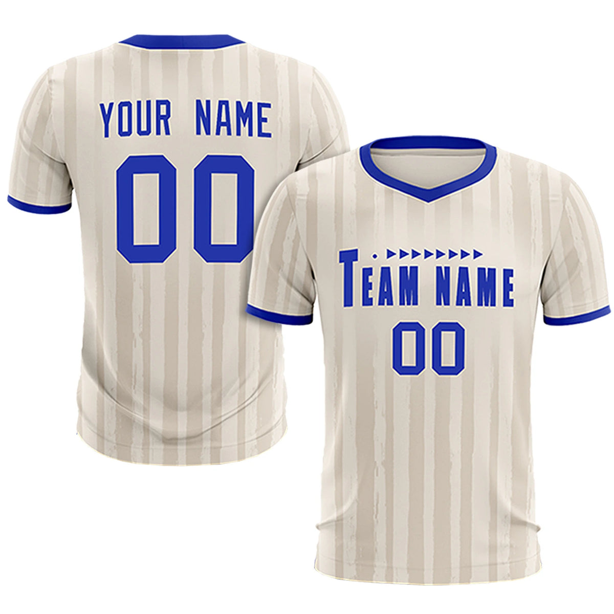 Custom Khaki Royal Blue Breathable Soccer Sets Jersey