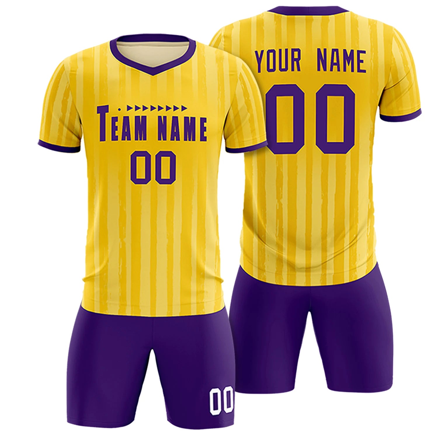 Custom Gold 01 Purple Breathable Soccer Sets Jersey