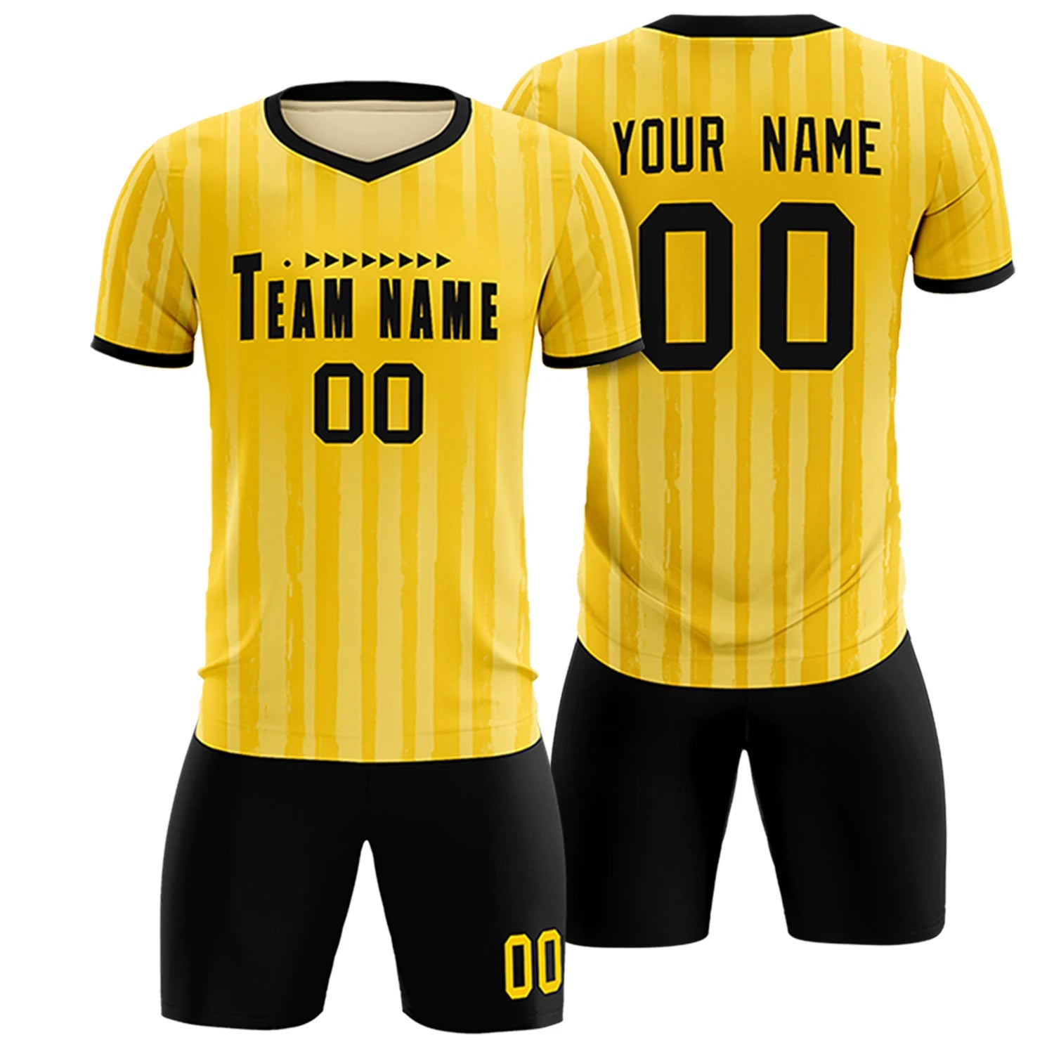 Custom Gold 01 Black Breathable Soccer Sets Jersey