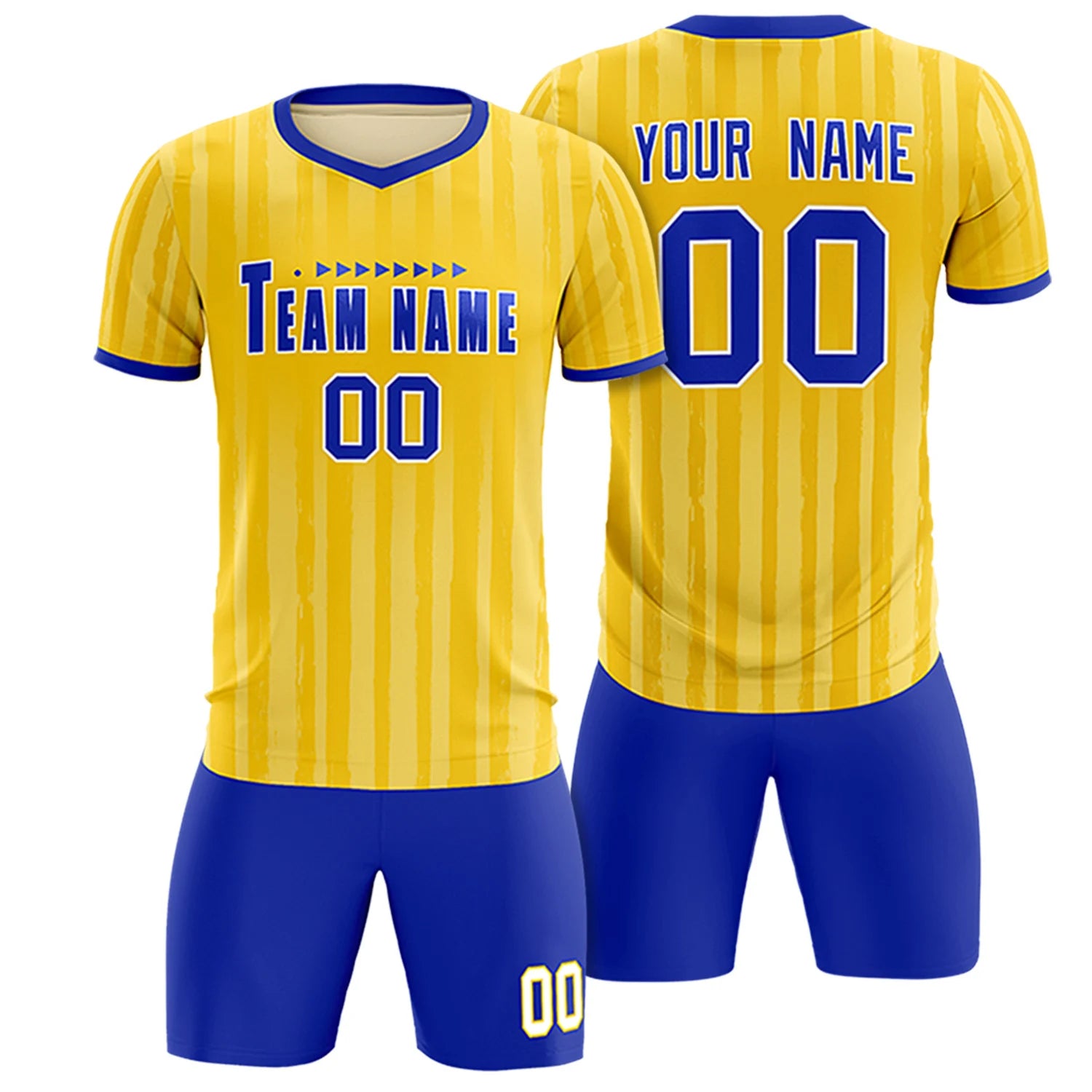 Custom Gold 01 Royal Blue Breathable Soccer Sets Jersey