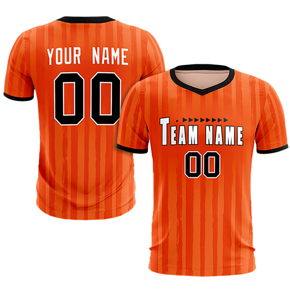 Custom Orange Black Breathable Soccer Sets Jersey