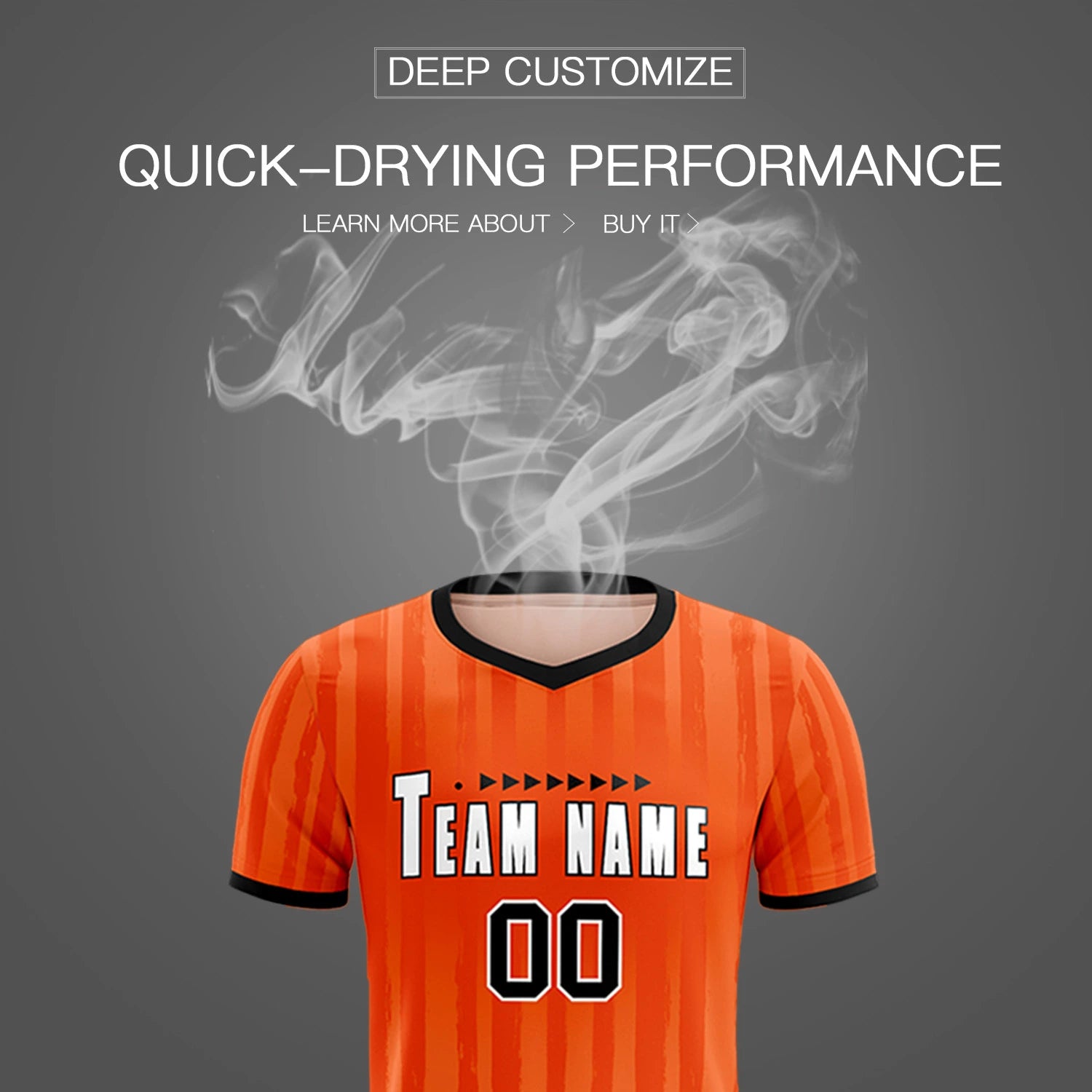 Custom Orange Black Breathable Soccer Sets Jersey