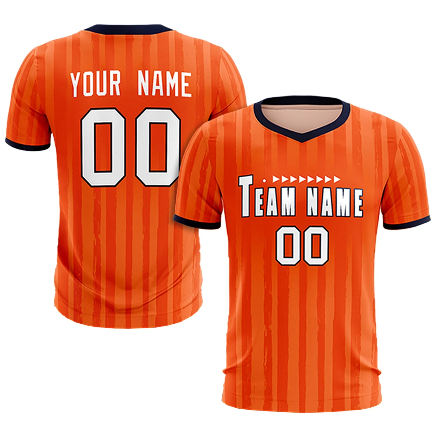 Custom Orange Navy Breathable Soccer Sets Jersey