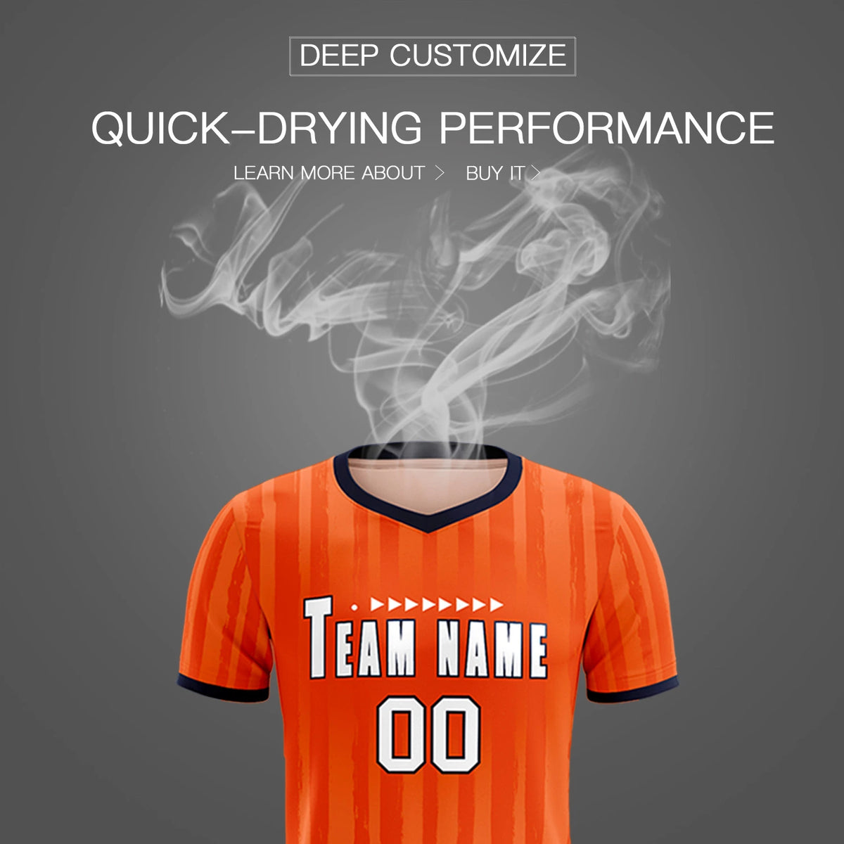 Custom Orange Navy Breathable Soccer Sets Jersey