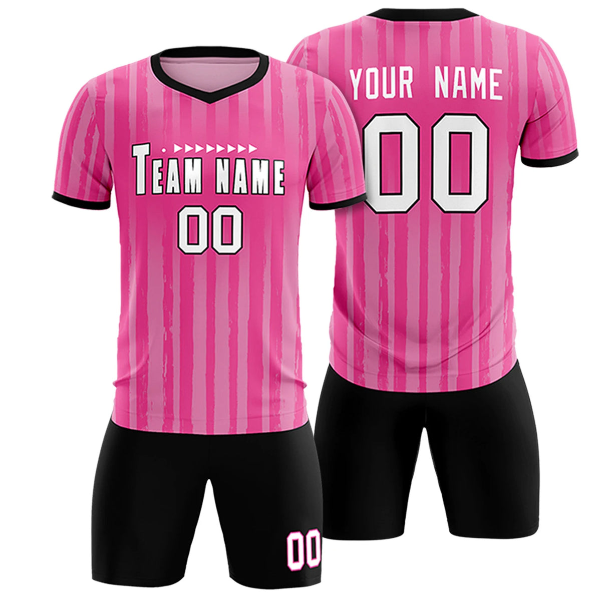 Custom Pink Black Breathable Soccer Sets Jersey