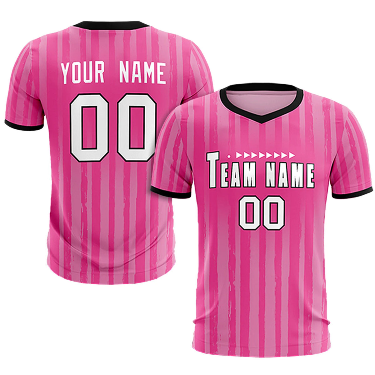 Custom Pink Black Breathable Soccer Sets Jersey