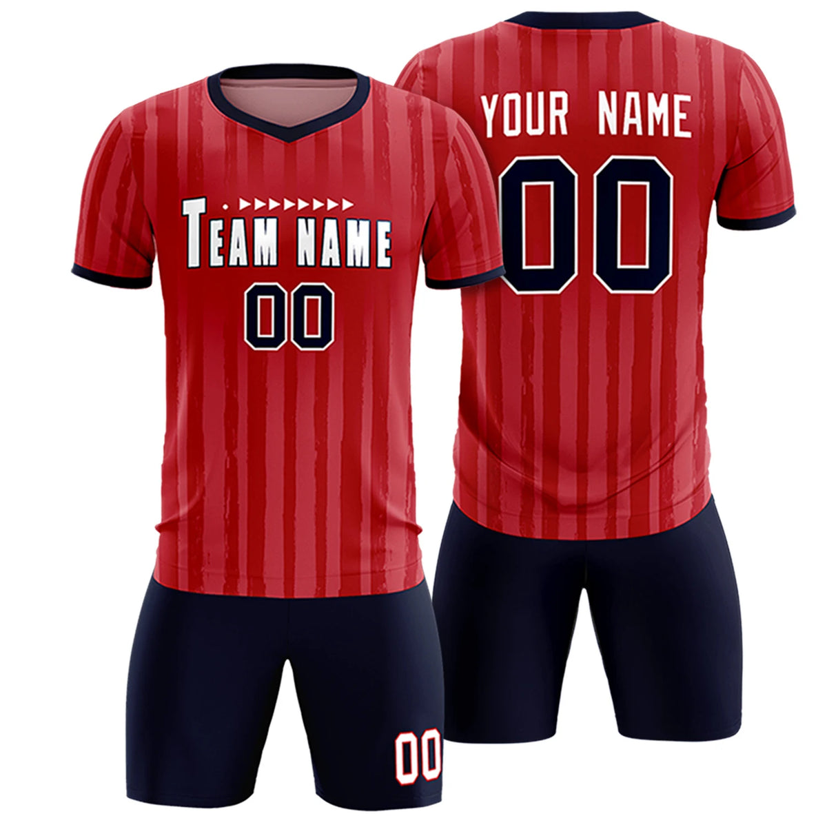Custom Red Navy Breathable Soccer Sets Jersey