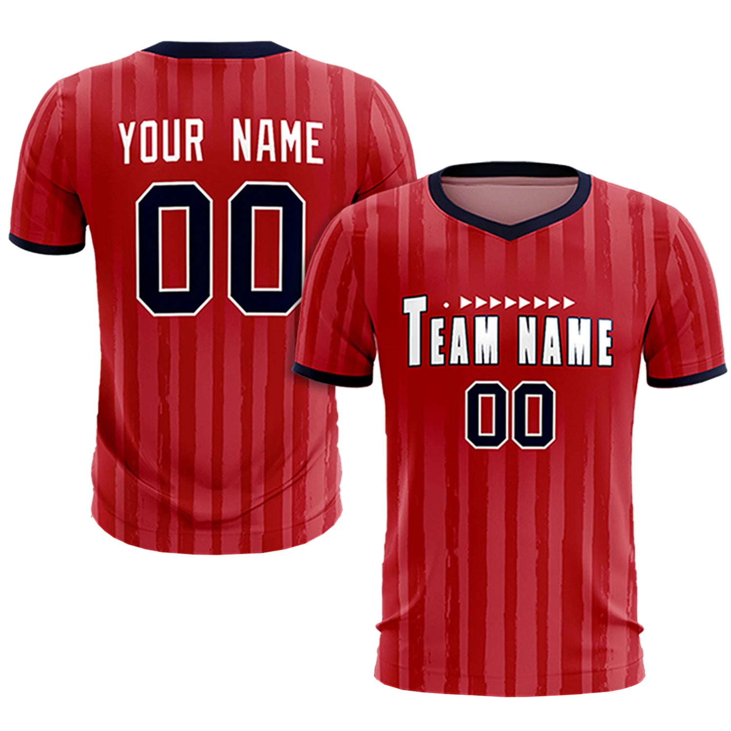 Custom Red Navy Breathable Soccer Sets Jersey