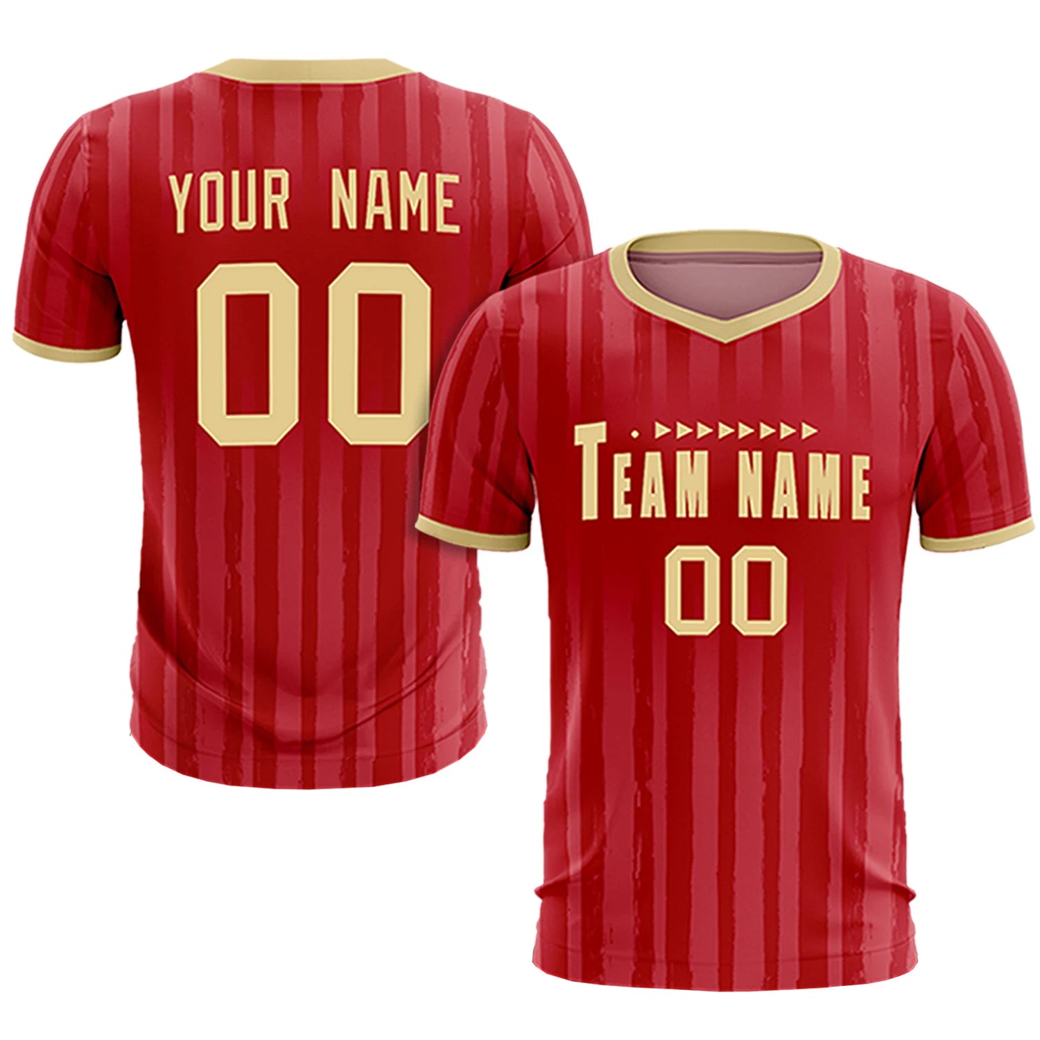 Custom Red Khaki Breathable Soccer Sets Jersey