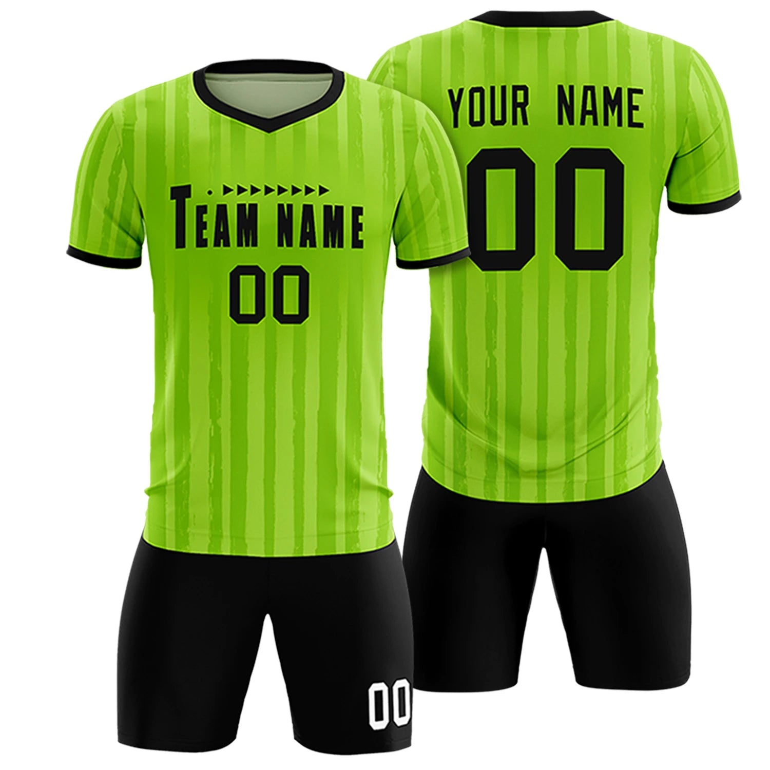Custom Neon Green Black Breathable Soccer Sets Jersey