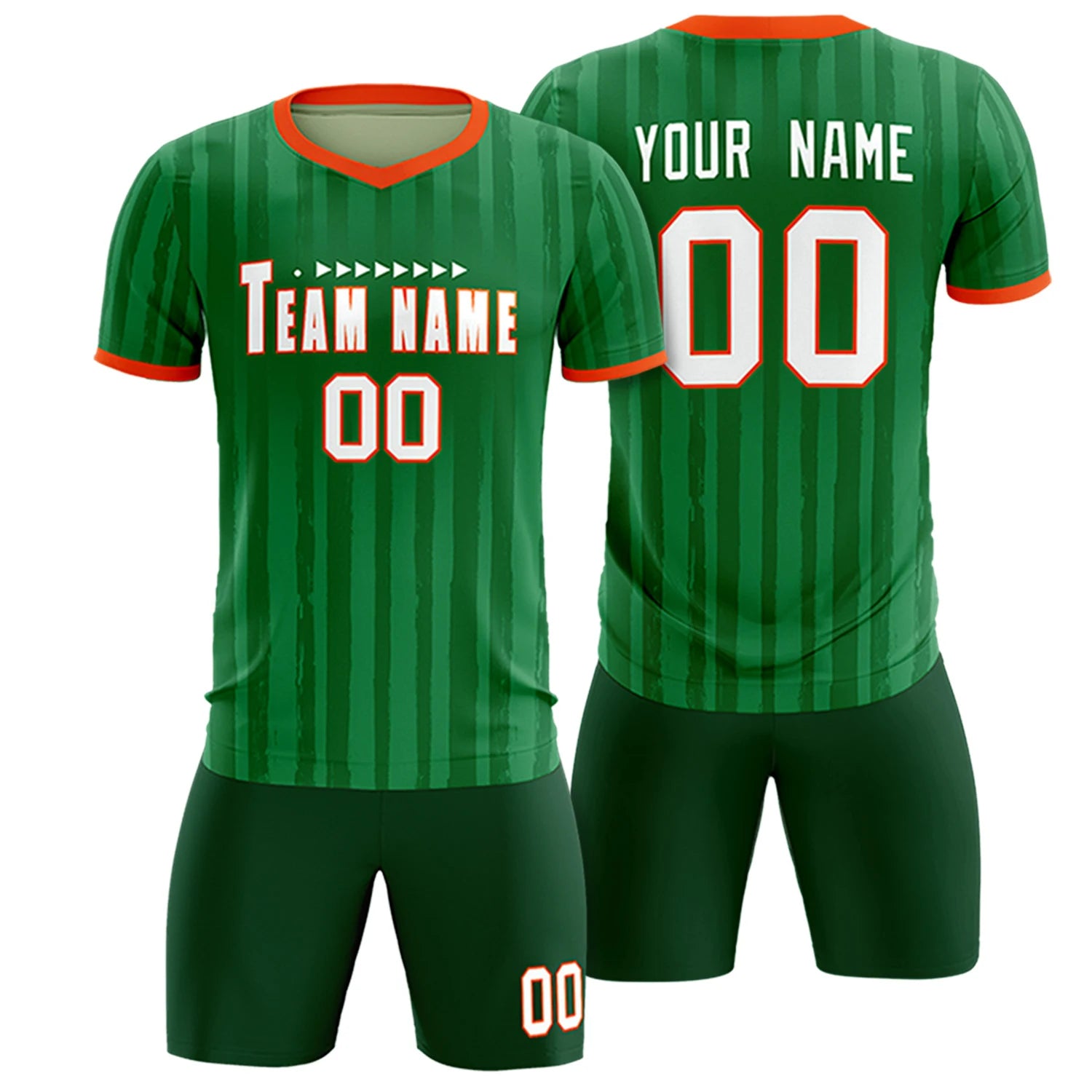 Custom Kelly Green Orange Breathable Soccer Sets Jersey