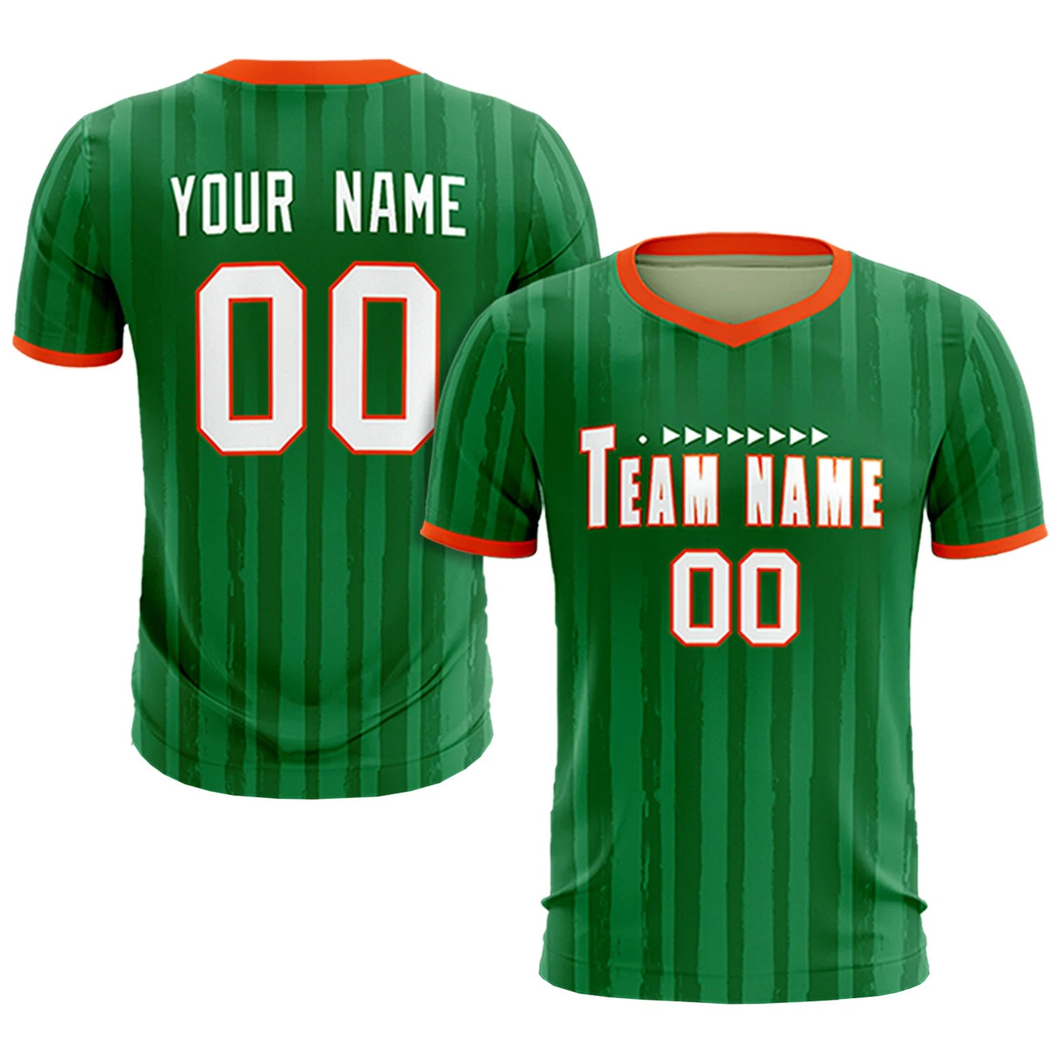 Custom Kelly Green Orange Breathable Soccer Sets Jersey