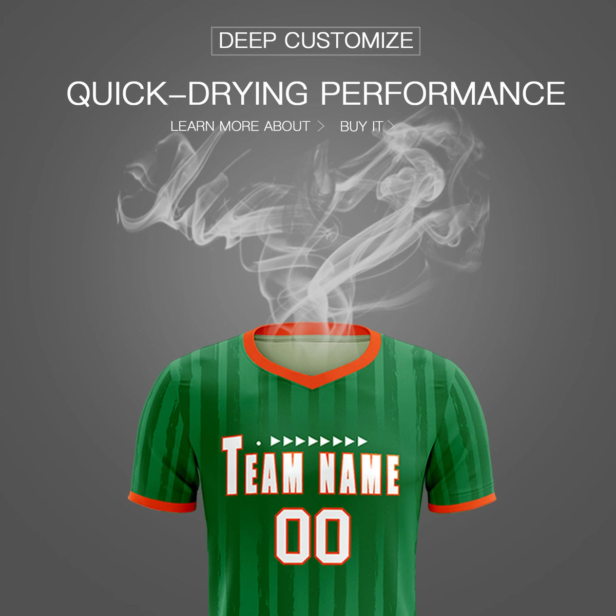 Custom Kelly Green Orange Breathable Soccer Sets Jersey