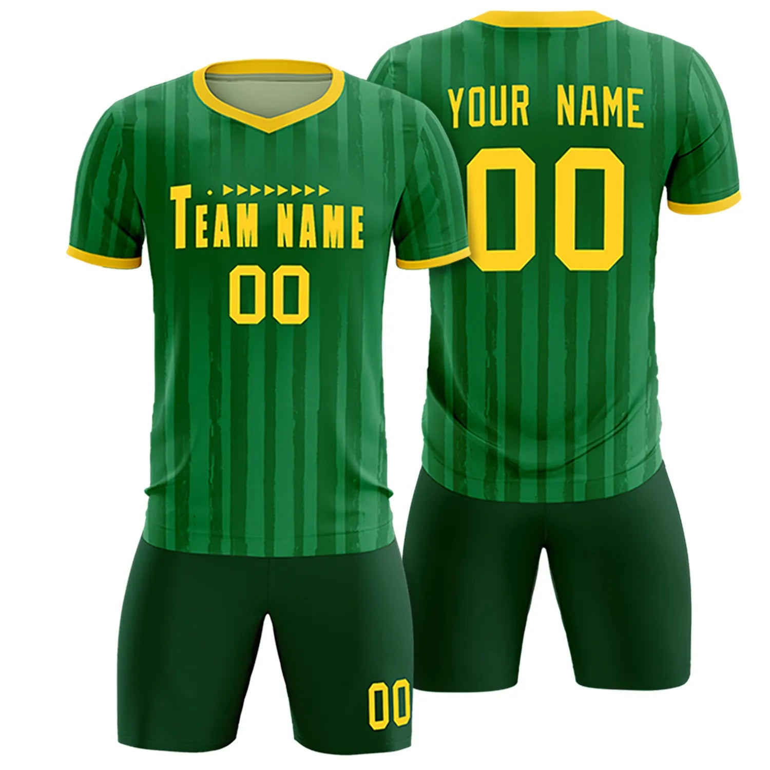 Custom Kelly Green Gold 01 Breathable Soccer Sets Jersey