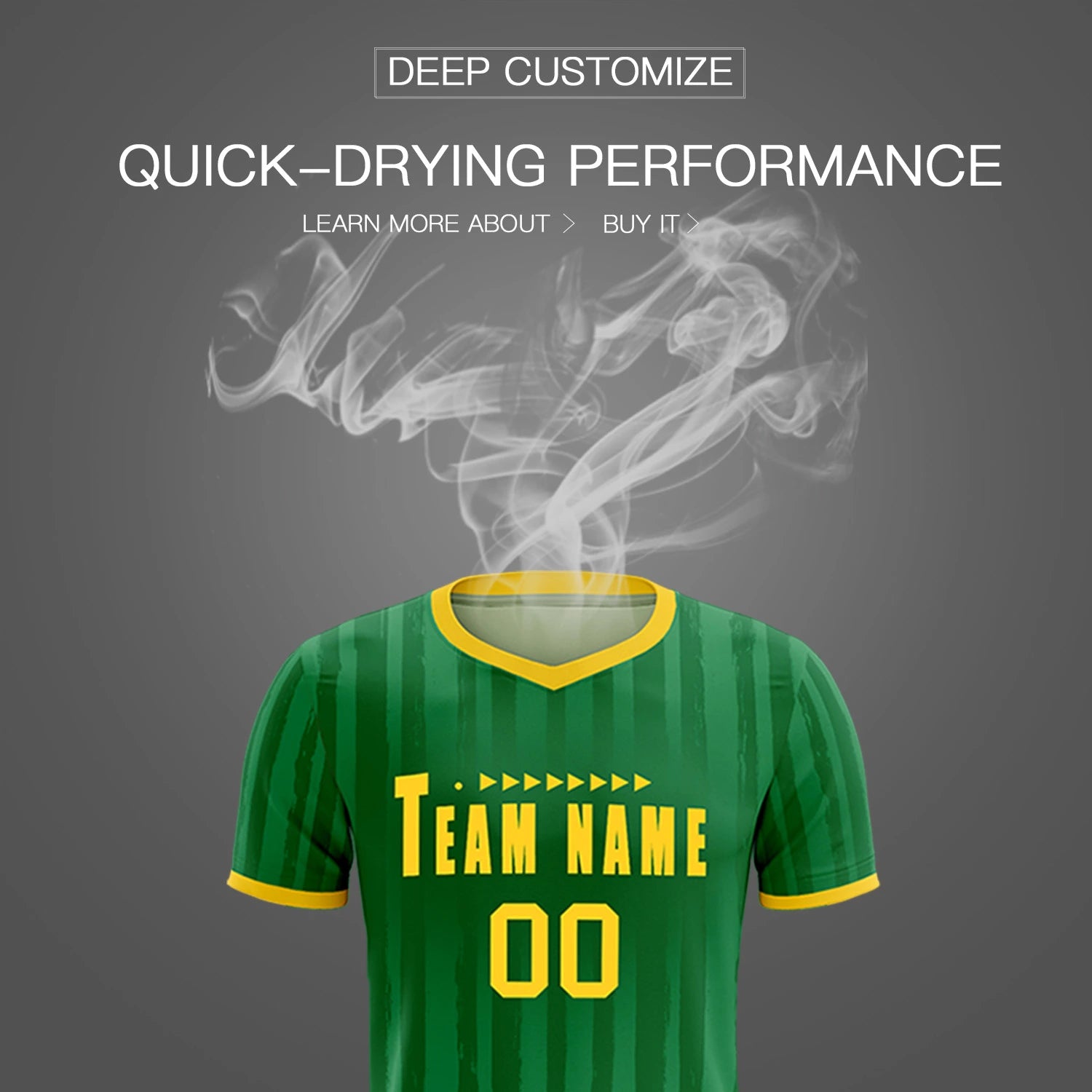 Custom Kelly Green Gold 01 Breathable Soccer Sets Jersey