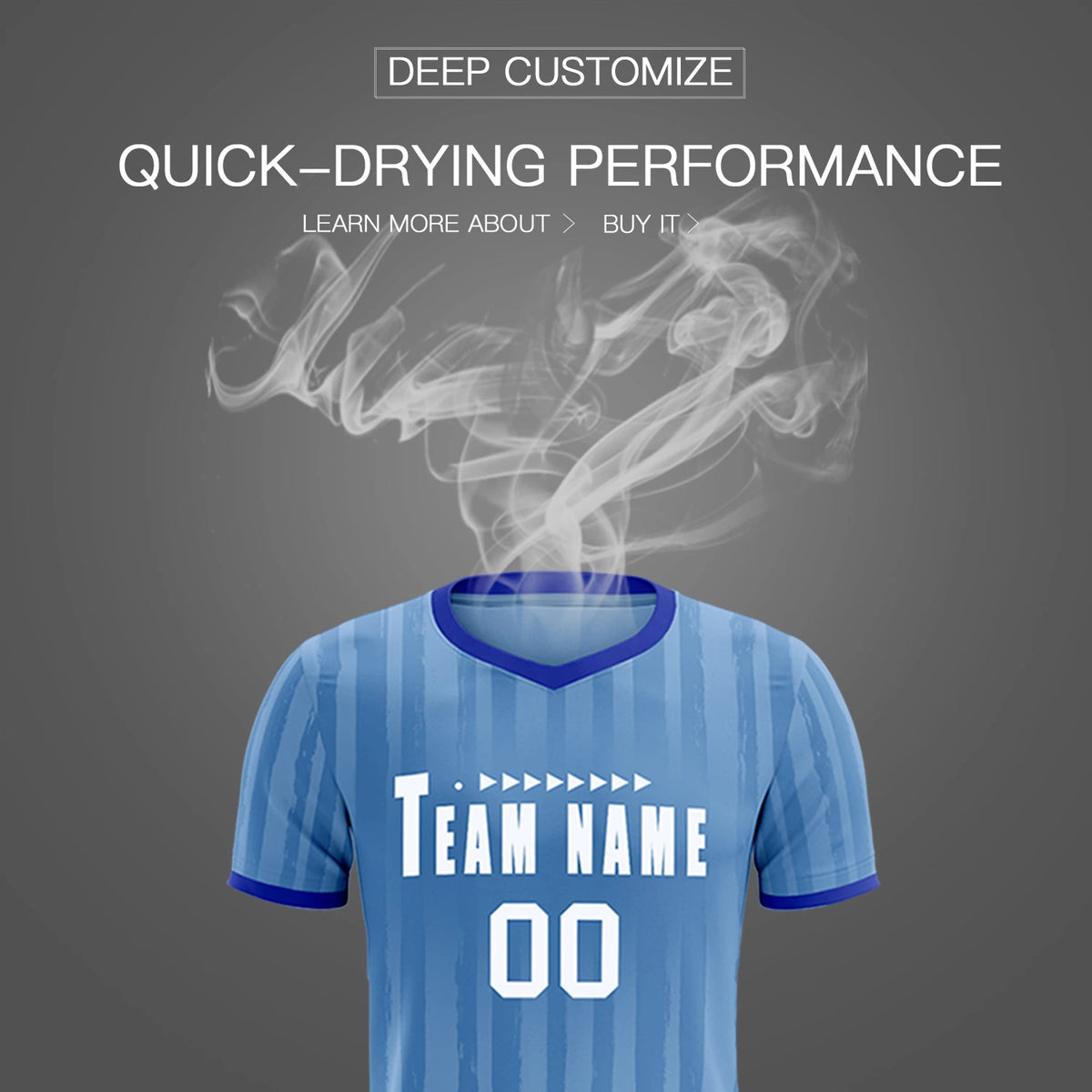 Custom Light Blue Royal Blue Breathable Soccer Sets Jersey