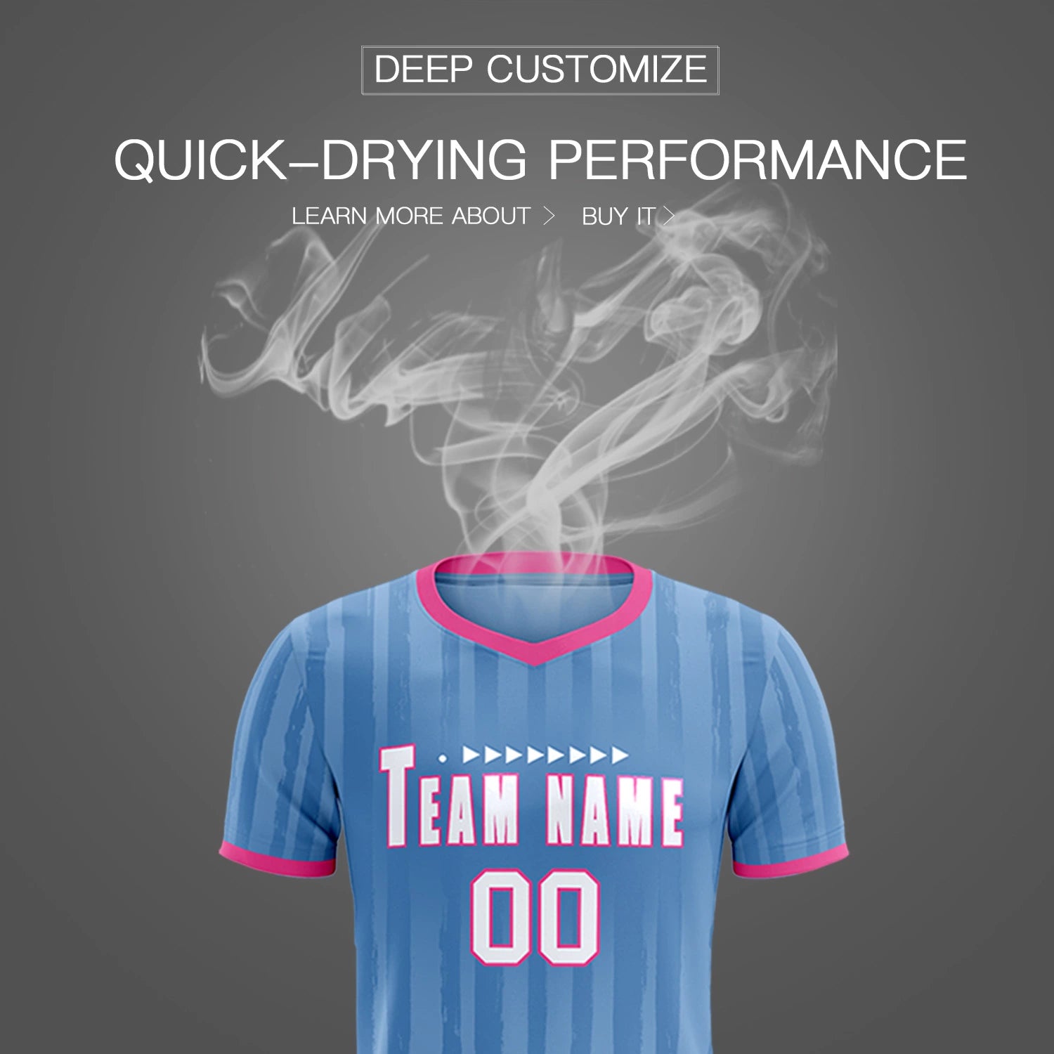 Custom Light Blue Pink Breathable Soccer Sets Jersey