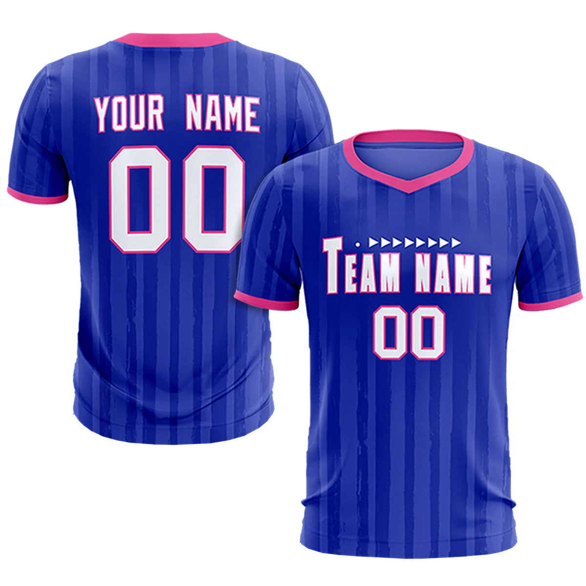 Custom Royal Blue Pink Breathable Soccer Sets Jersey