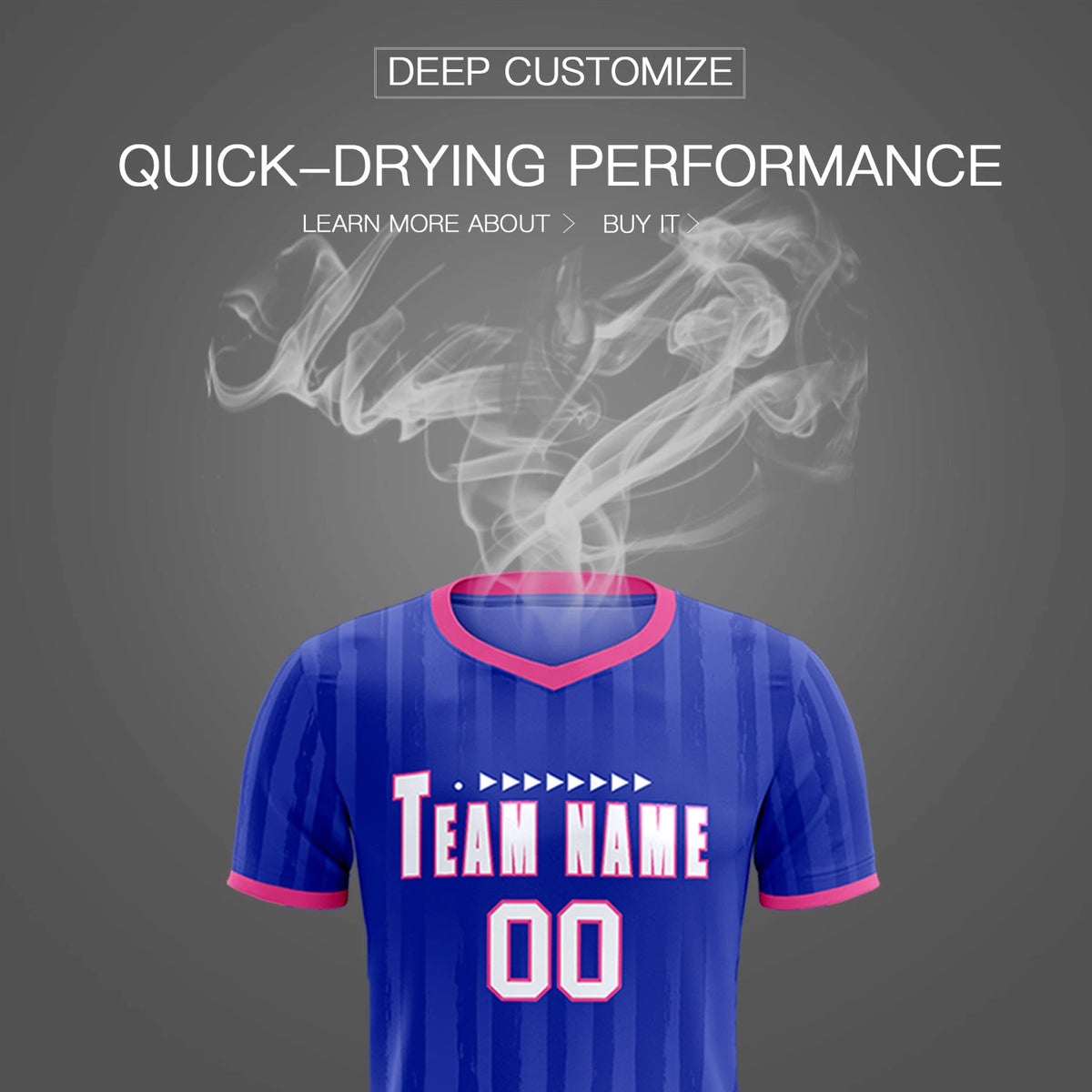 Custom Royal Blue Pink Breathable Soccer Sets Jersey