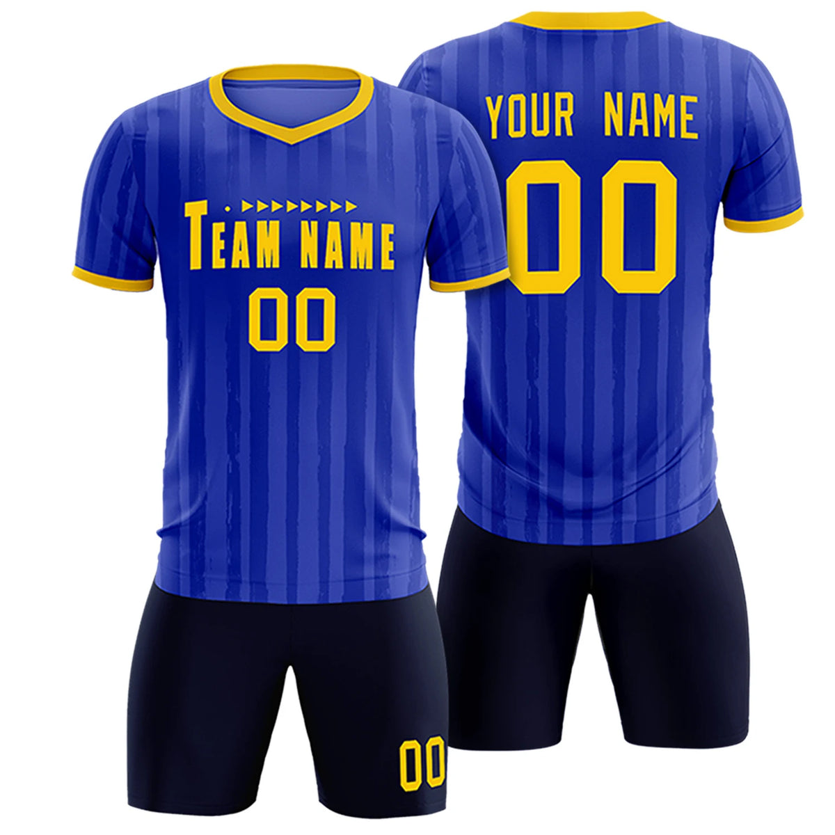 Custom Royal Blue Gold 01 Breathable Soccer Sets Jersey