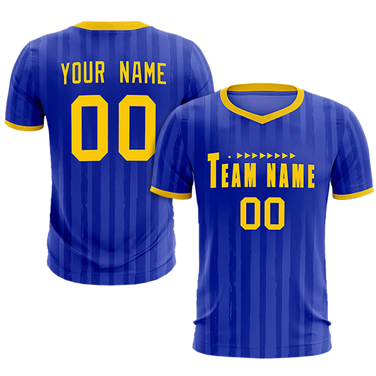 Custom Royal Blue Gold 01 Breathable Soccer Sets Jersey