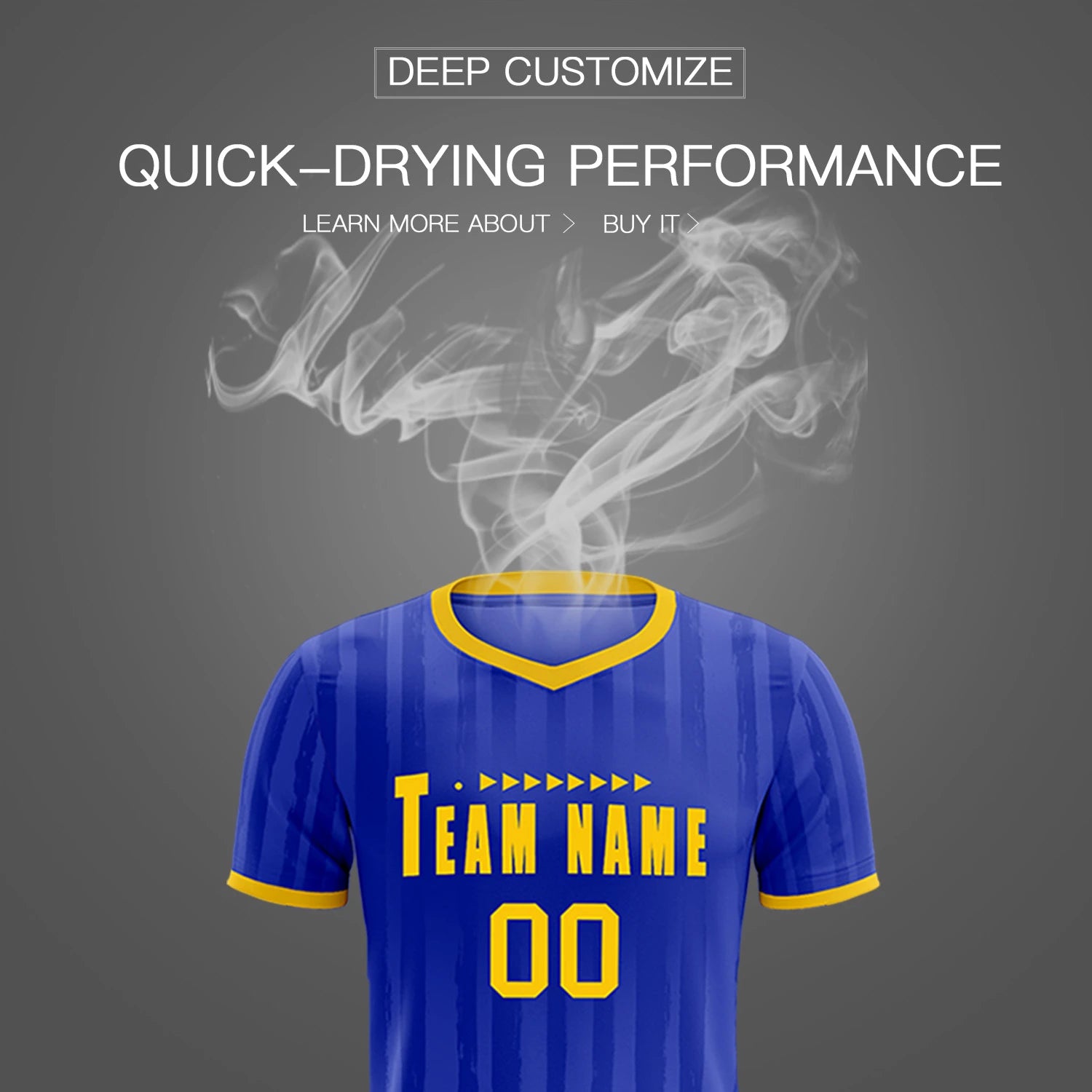 Custom Royal Blue Gold 01 Breathable Soccer Sets Jersey