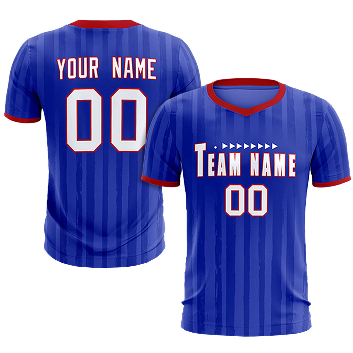 Custom Royal Blue Red Breathable Soccer Sets Jersey