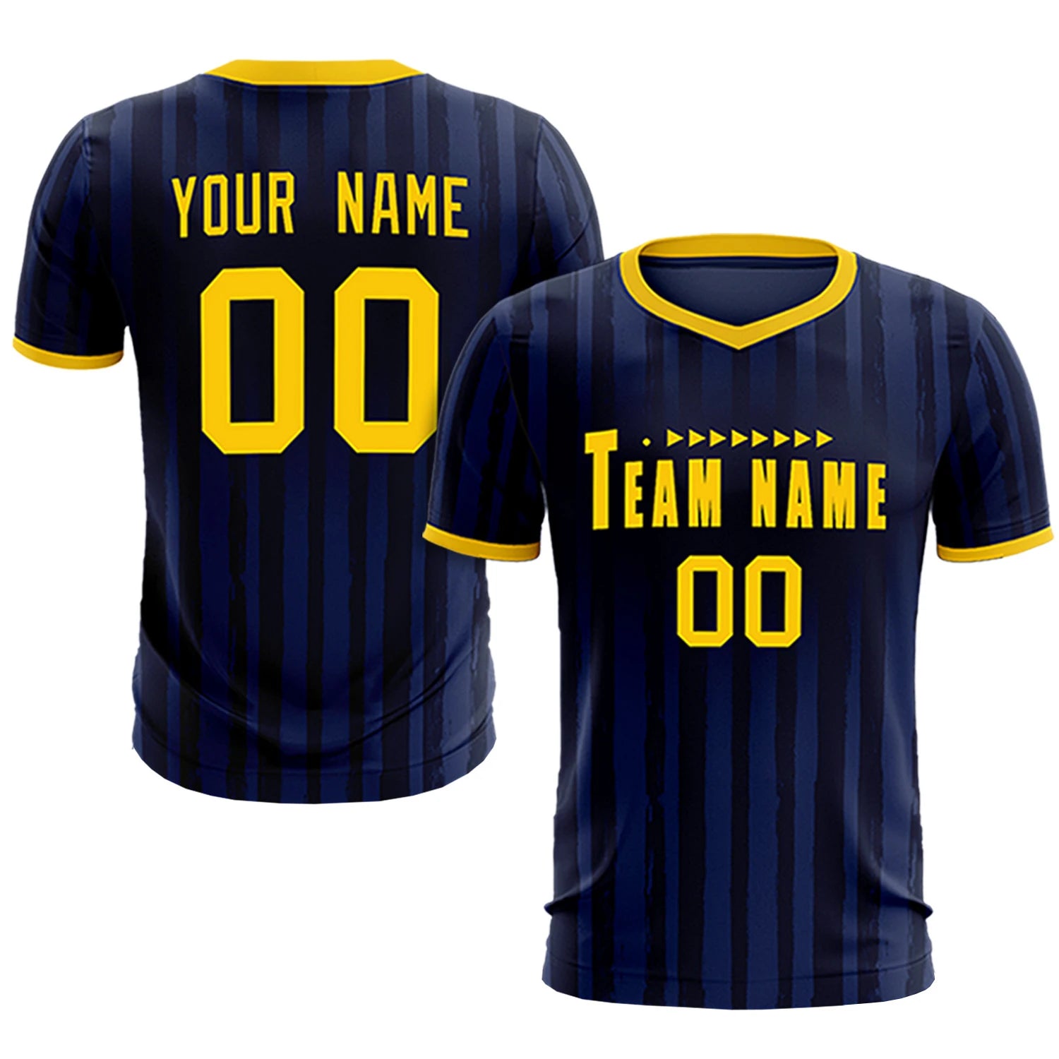 Custom Navy Gold 01 Breathable Soccer Sets Jersey