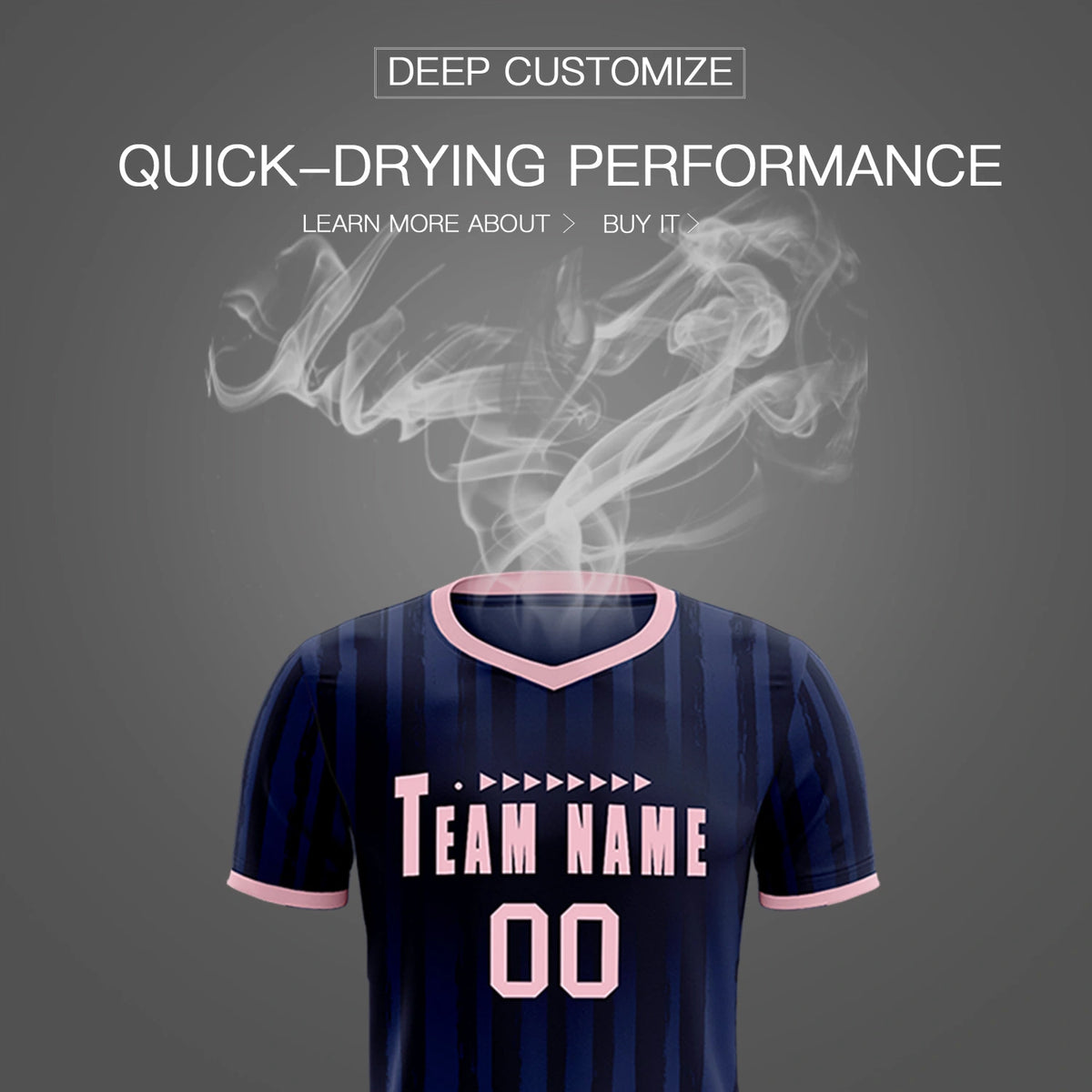 Custom Navy Light Pink Breathable Soccer Sets Jersey
