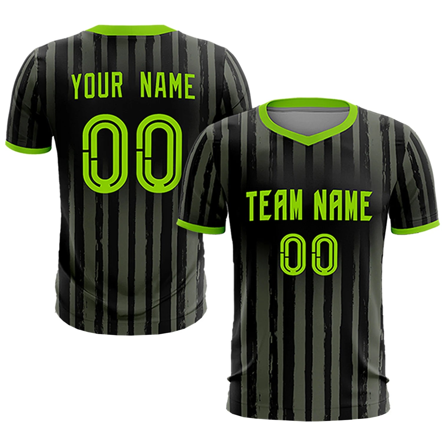 Custom Black Neon Green Breathable Soccer Sets Jersey