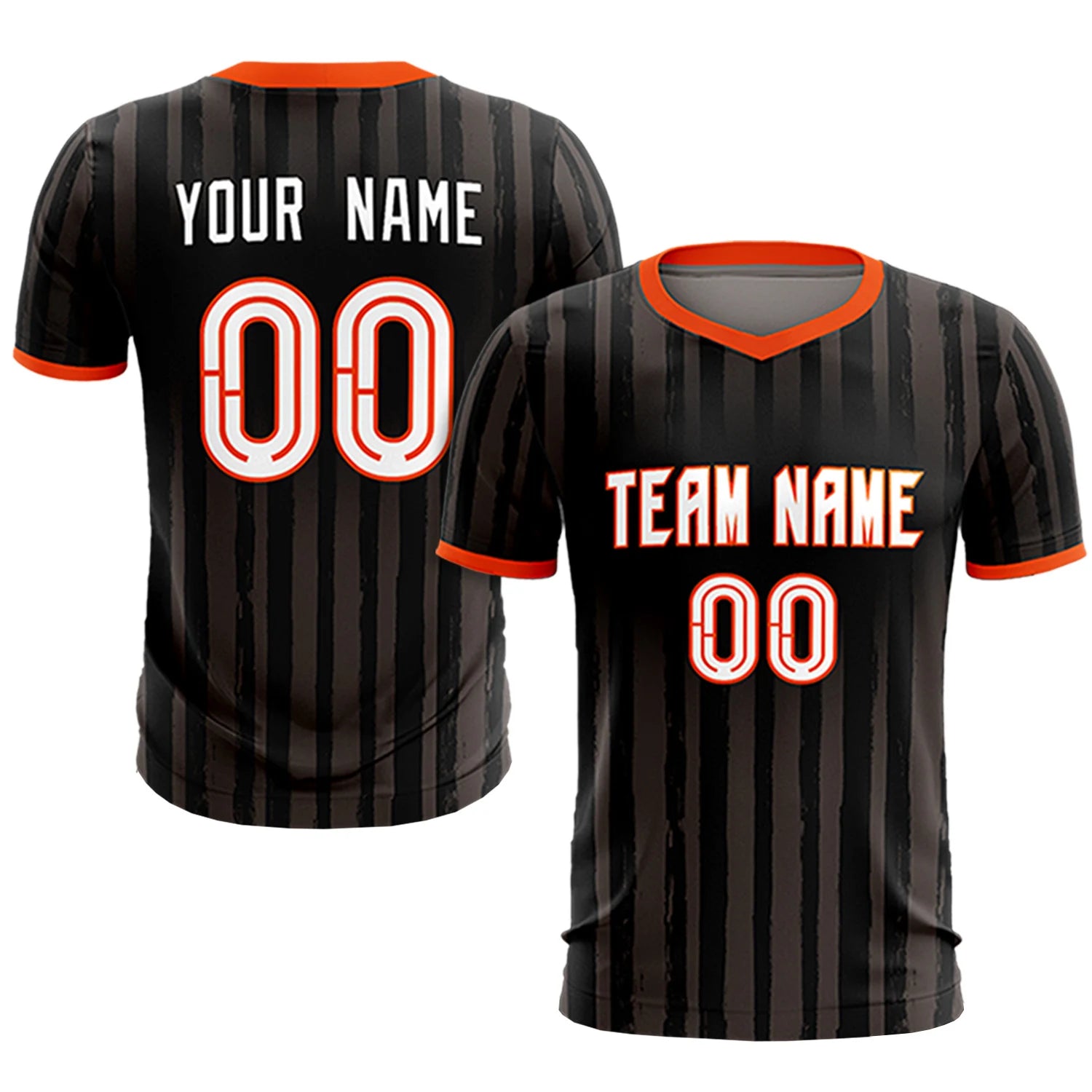 Custom Black Orange Breathable Soccer Sets Jersey