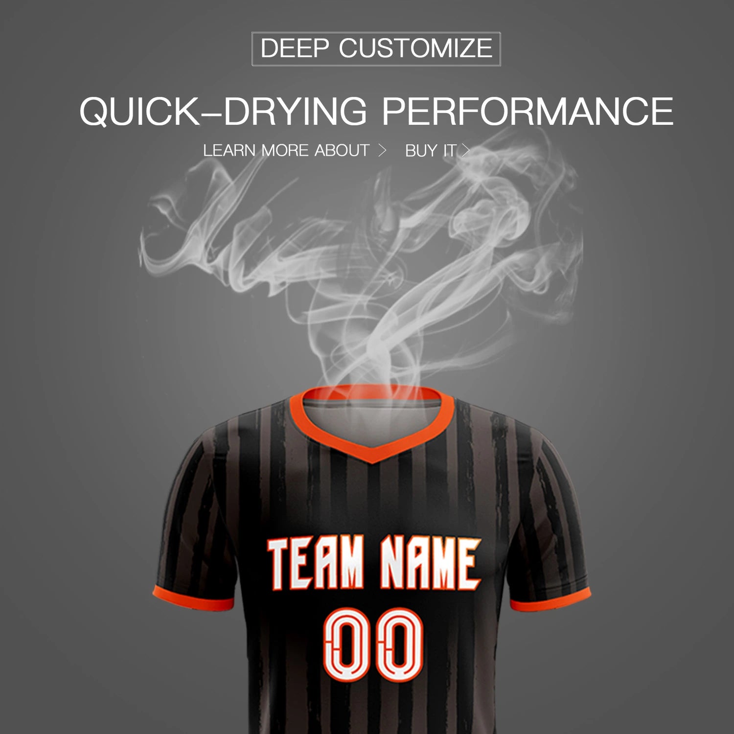 Custom Black Orange Breathable Soccer Sets Jersey