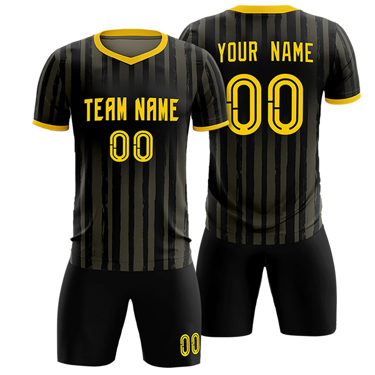 Custom Black Gold 01 Breathable Soccer Sets Jersey