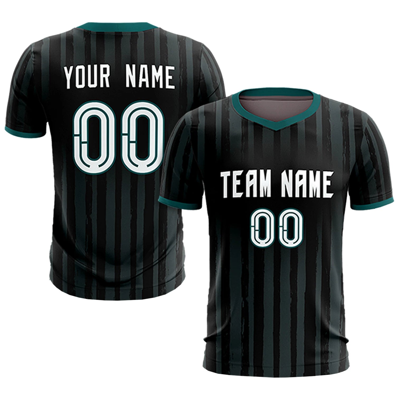 Custom Black Midnight Green Breathable Soccer Sets Jersey