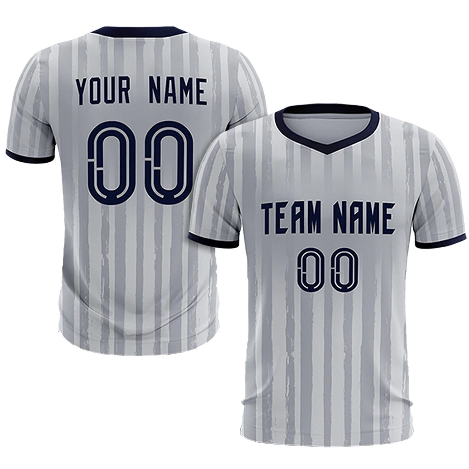 Custom Gray Navy Breathable Soccer Sets Jersey