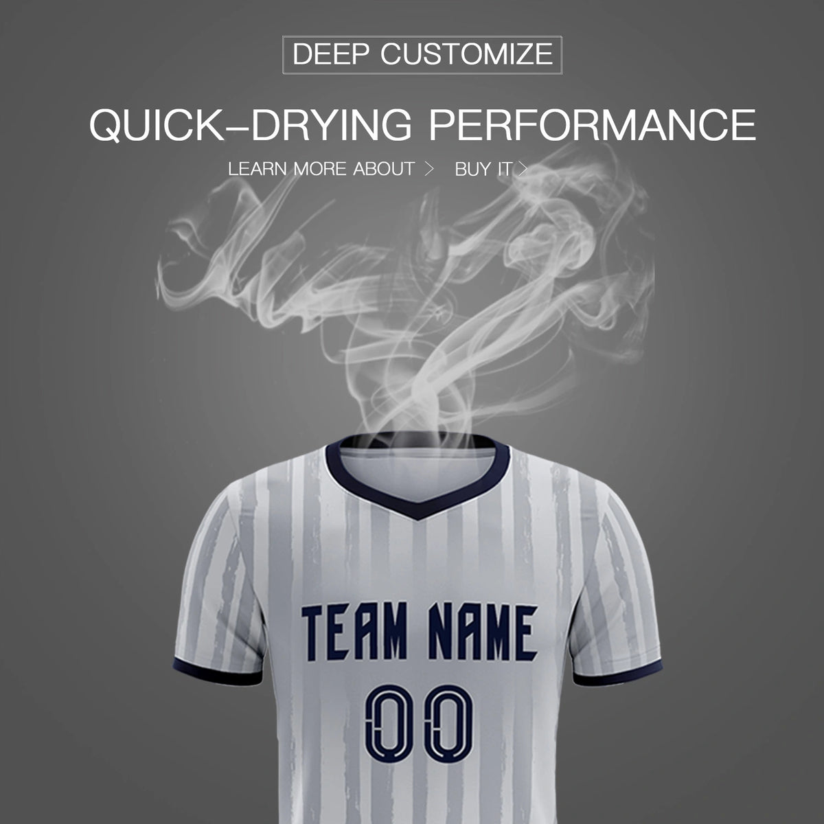 Custom Gray Navy Breathable Soccer Sets Jersey