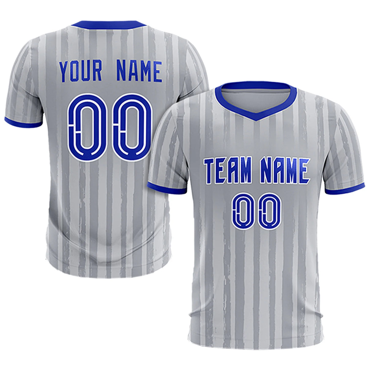 Custom Gray Royal Blue Breathable Soccer Sets Jersey