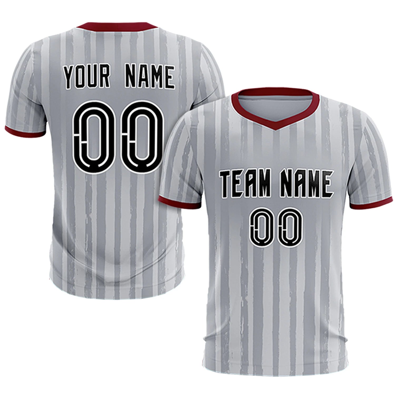 Custom Gray Crimson Breathable Soccer Sets Jersey