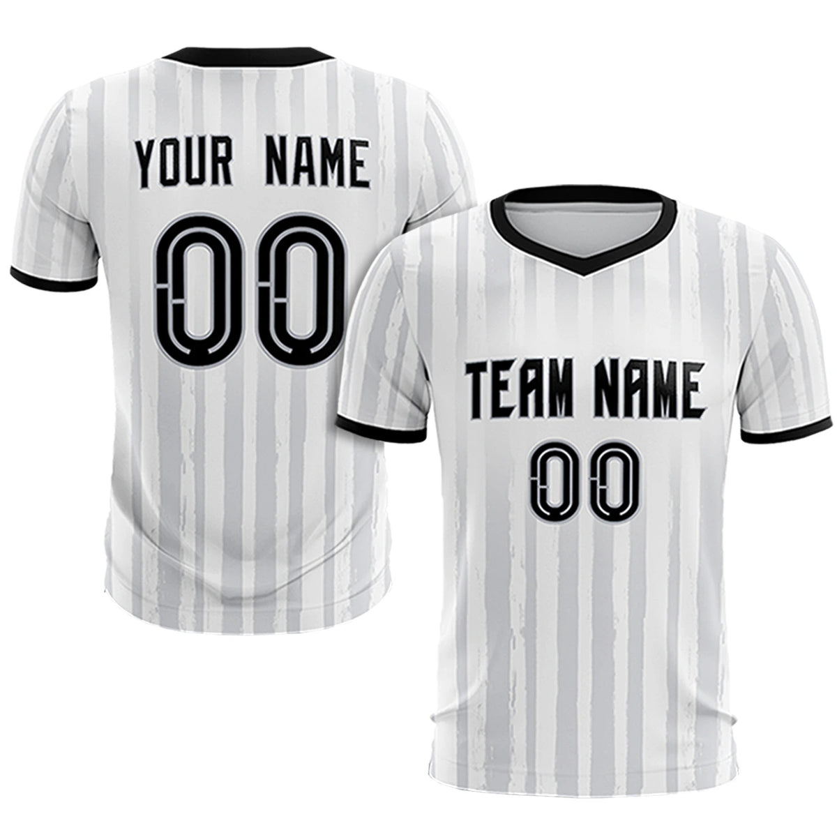 Custom White Black Breathable Soccer Sets Jersey