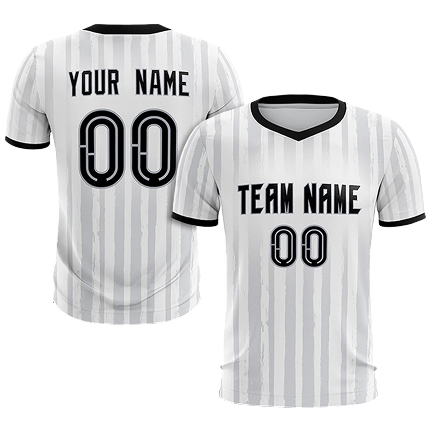 Custom White Black Breathable Soccer Sets Jersey