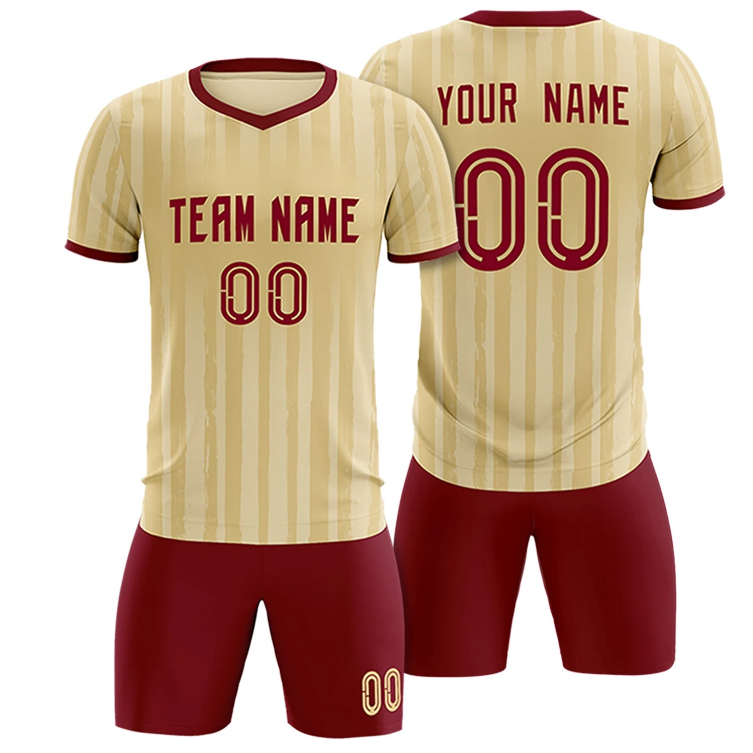 Custom Khaki Crimson Breathable Soccer Sets Jersey