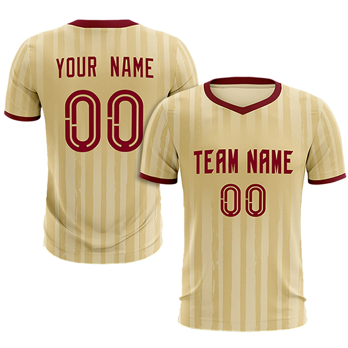 Custom Khaki Crimson Breathable Soccer Sets Jersey