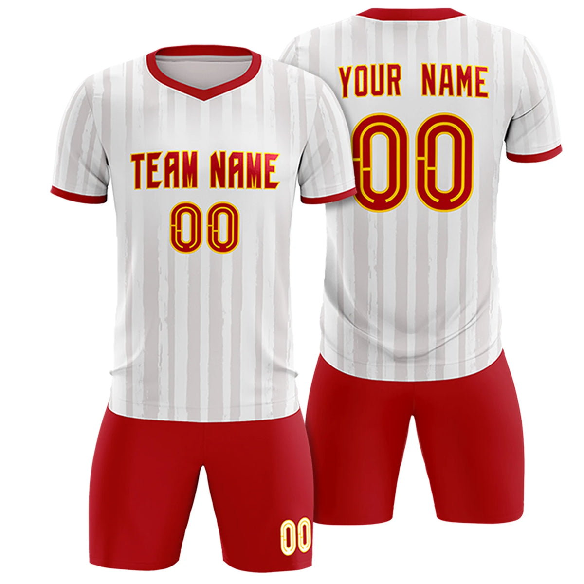 Custom White Red Breathable Soccer Sets Jersey