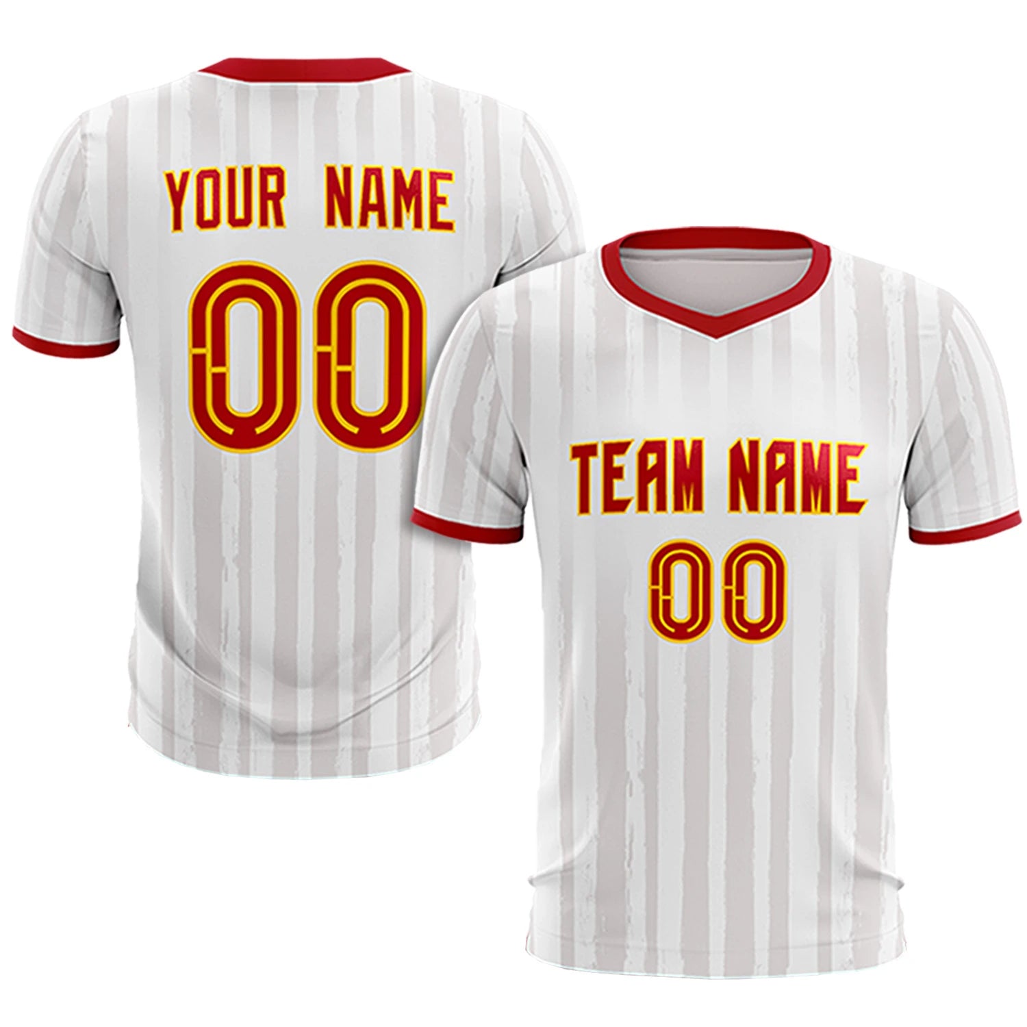Custom White Red Breathable Soccer Sets Jersey