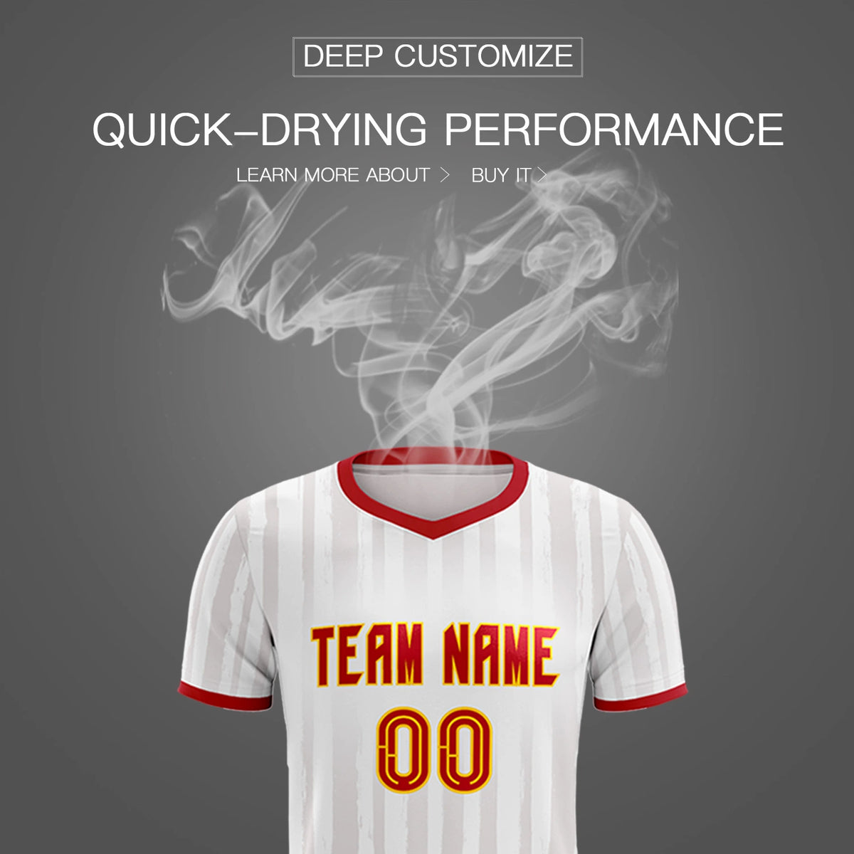 Custom White Red Breathable Soccer Sets Jersey