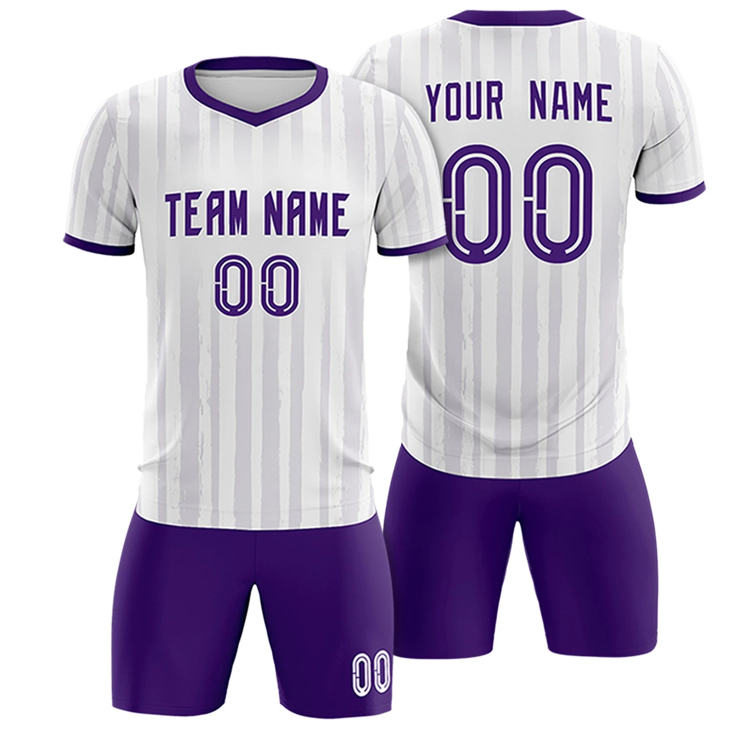 Custom White Purple Breathable Soccer Sets Jersey