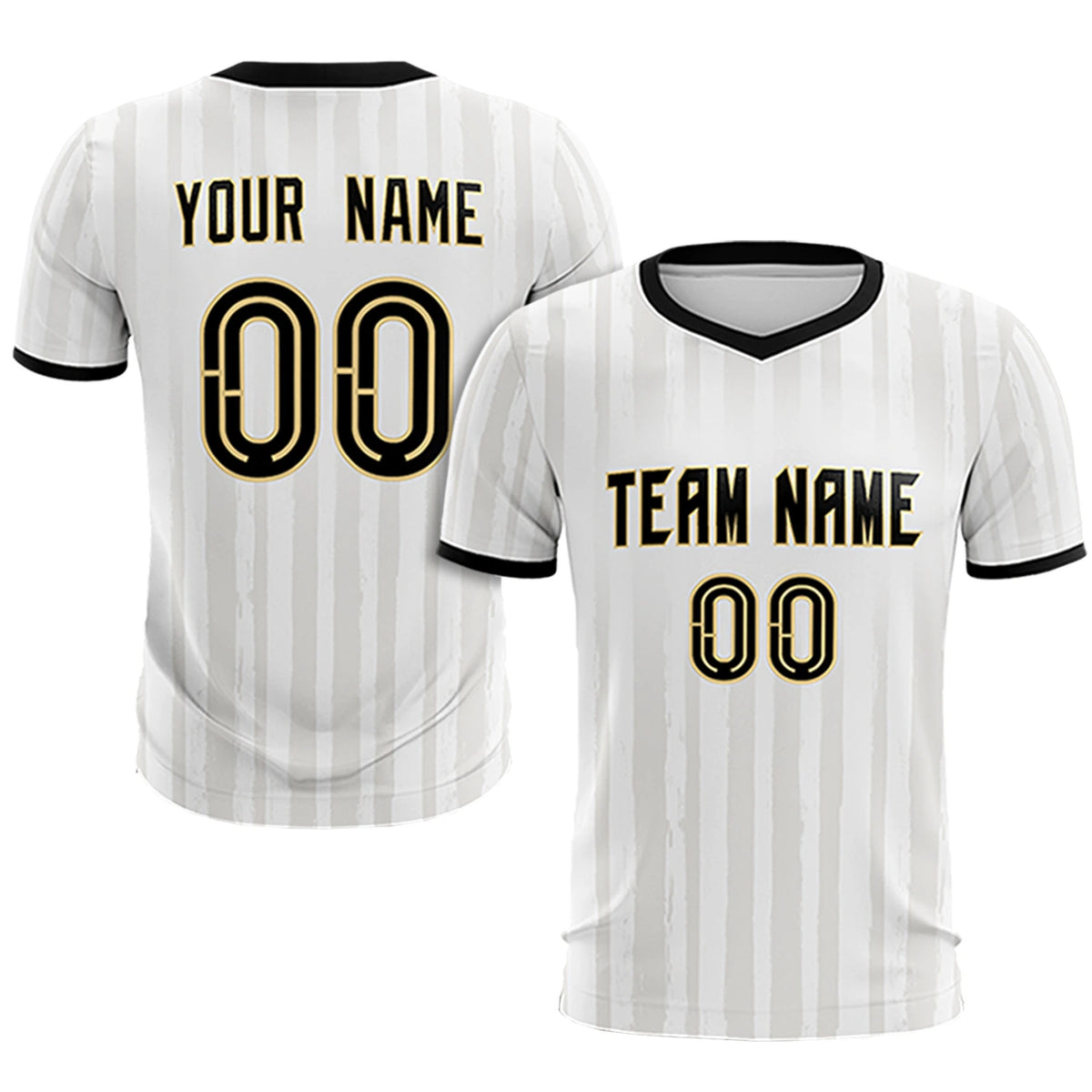 Custom White Black Breathable Soccer Sets Jersey