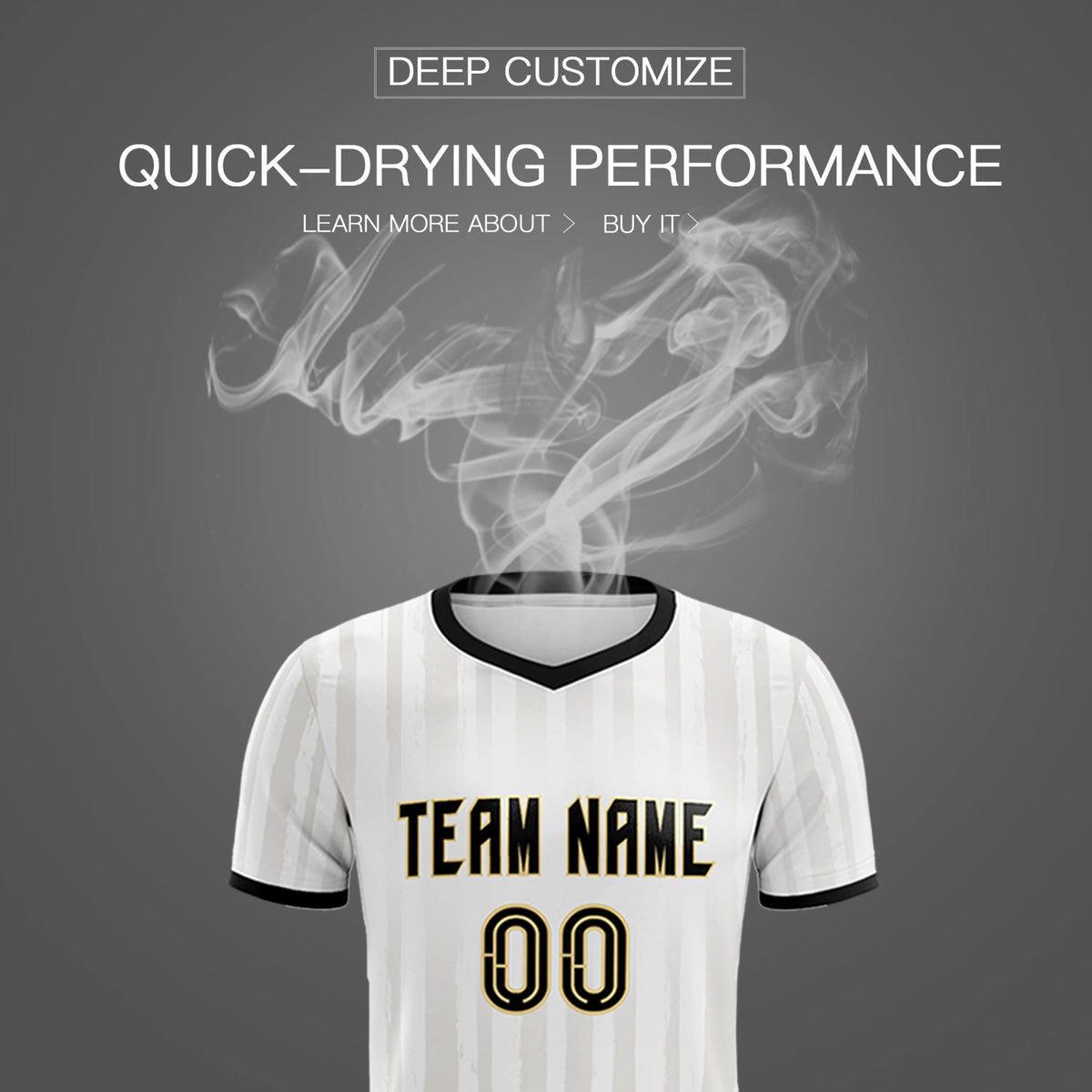 Custom White Black Breathable Soccer Sets Jersey
